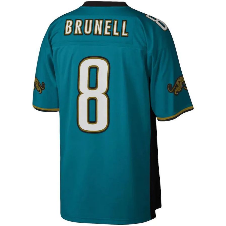 J.Jaguars #8 Mark Brunell Mitchell & Ness Teal Legacy Replica Player Jersey Stitched American Football Jerseys