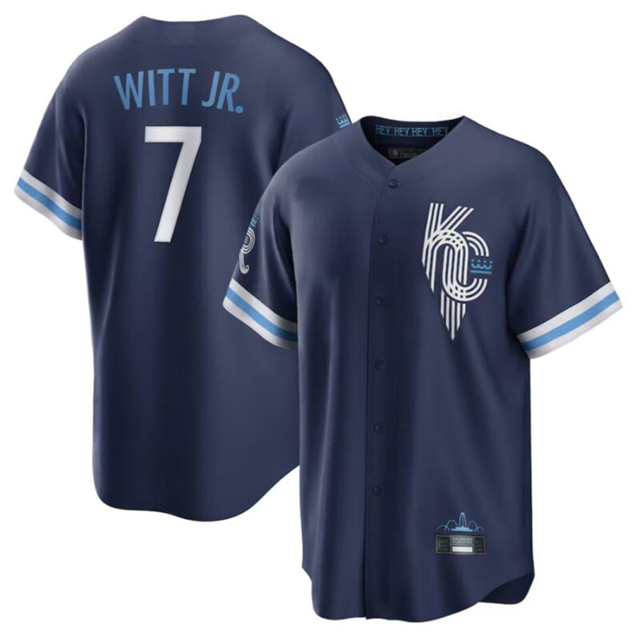 KC.Royals #7 Bobby Witt Jr. Navy City Connect Replica Player Jersey American Stitched Baseball Jerseys