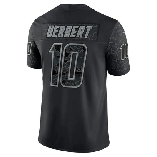 LA.Chargers #10 Justin Herbert Black RFLCTV Limited Jersey Stitched American Football Jerseys