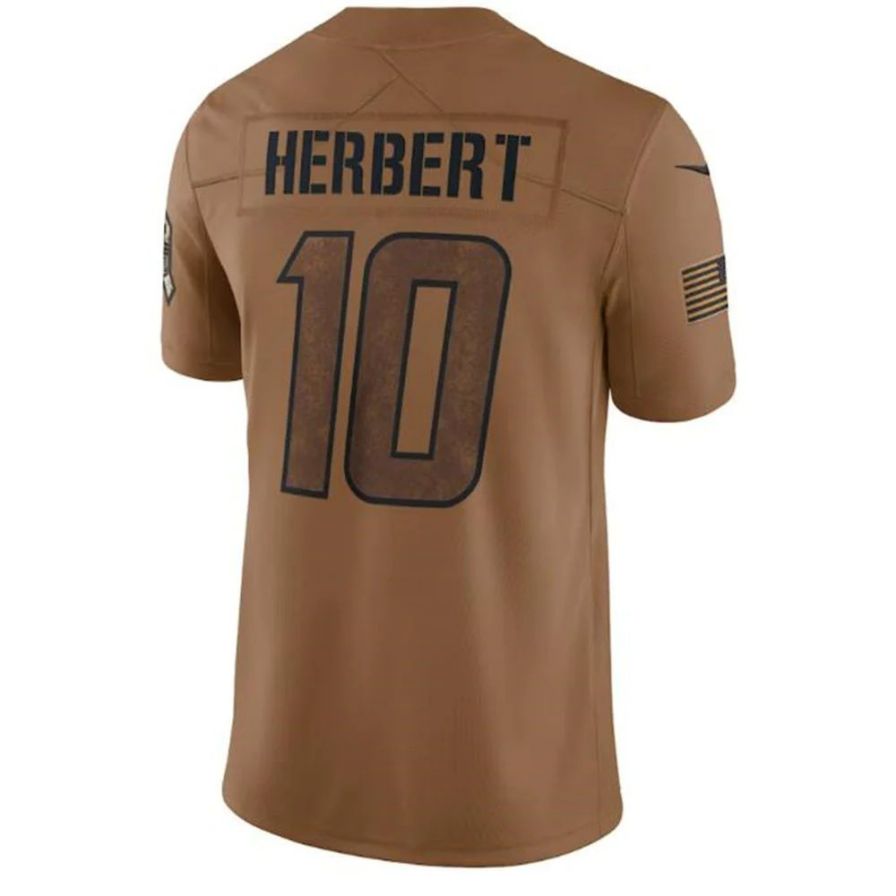 LA.Chargers #10 Justin Herbert Brown Salute To Service Limited Player Jersey Stitched American Football Jerseys