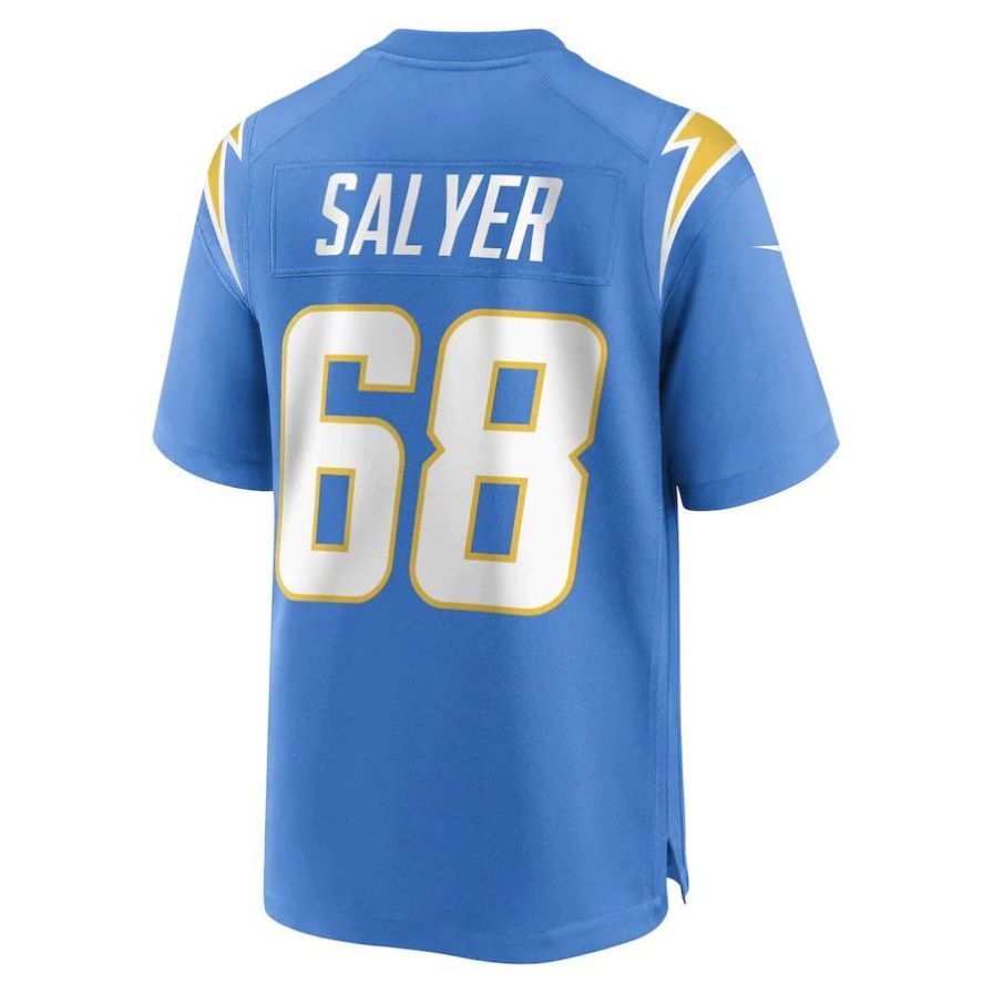 LA.Chargers #68 Jamaree Salyer Powder Blue Game Player Jersey Stitched American Football Jerseys