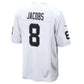 LV.Raiders #8 Josh Jacobs White Game Player Jersey American Stitched Football Jerseys