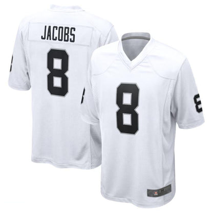 LV.Raiders #8 Josh Jacobs White Game Player Jersey American Stitched Football Jerseys