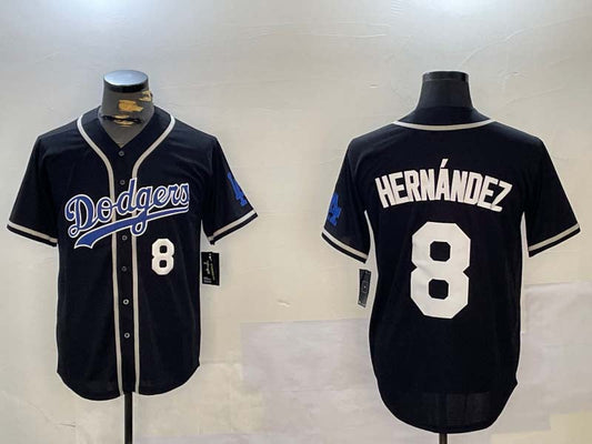 Los Angeles Dodgers #8 Enrique Hernández Black Cool Base Stitched Baseball Jersey