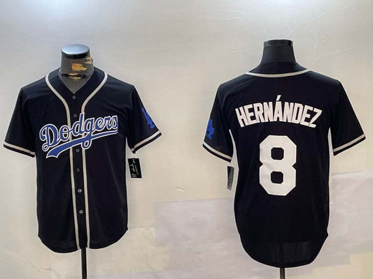 Los Angeles Dodgers #8 Enrique Hernández Black Cool Base Stitched Baseball Jersey