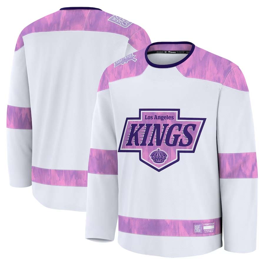 L.Angeles Kings Fanatics 2024 Hockey Fights Cancer Practice Jersey - White Stitched American Hockey Jerseys