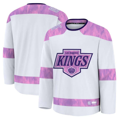 L.Angeles Kings Fanatics 2024 Hockey Fights Cancer Practice Jersey - White Stitched American Hockey Jerseys