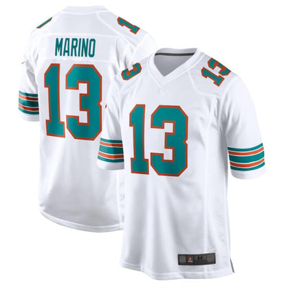 M.Dolphins #13 Dan Marino White suture Player Jersey American Stitched Football Jerseys