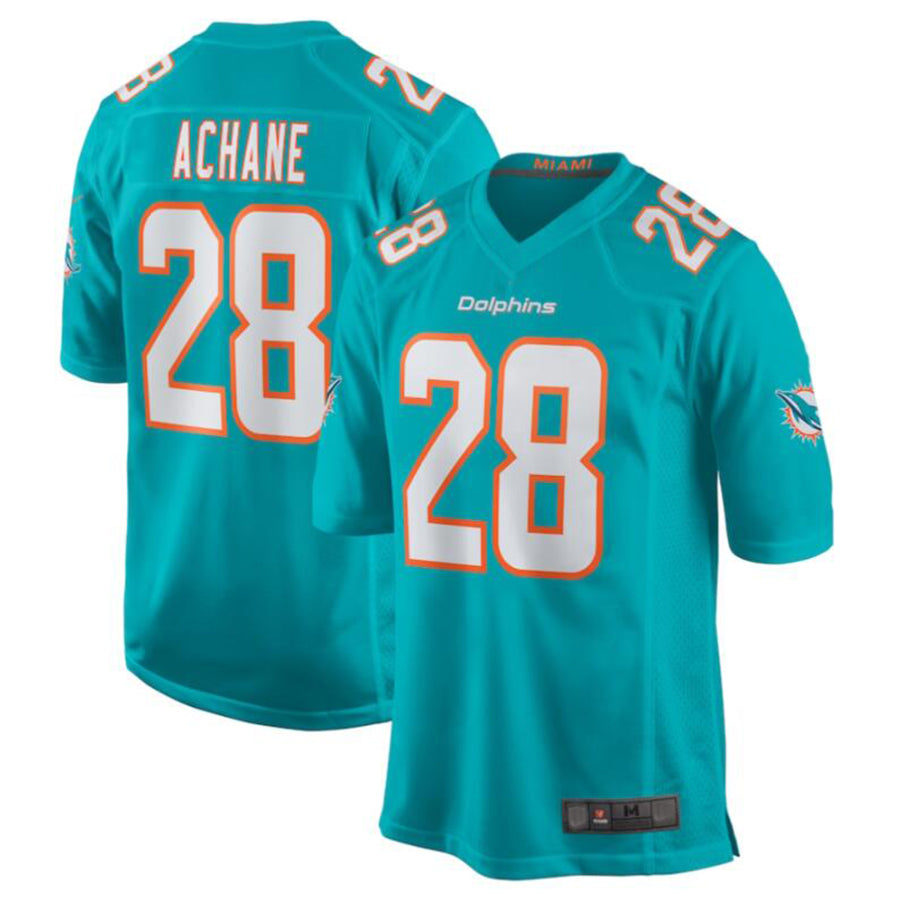 M.Dolphins #28 Devon Achane Aqua Player Jersey American Stitched Game Football Jerseys