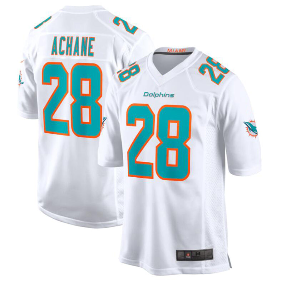 M.Dolphins #28 Devon Achane White Player Jersey American Stitched Game Football Jerseys