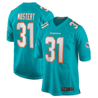 M.Dolphins #31 Raheem Mostert Aqua Game Jersey American Stitched Football Jerseys