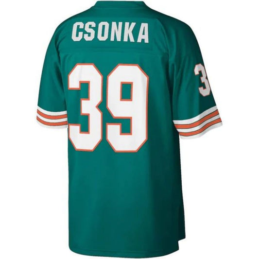 M.Dolphins #39 Larry Csonka Mitchell & Ness Aqua 1972 Legacy Replica Jersey Stitched American Football Jerseys