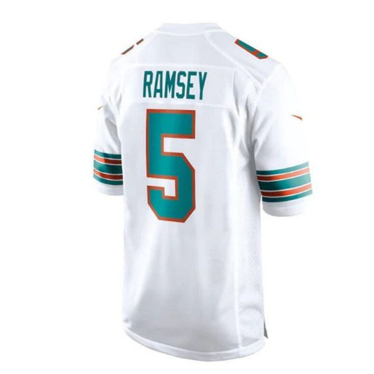 M.Dolphins #5 Jalen Ramsey White Player Jersey - Stitched American Game Football Jerseys