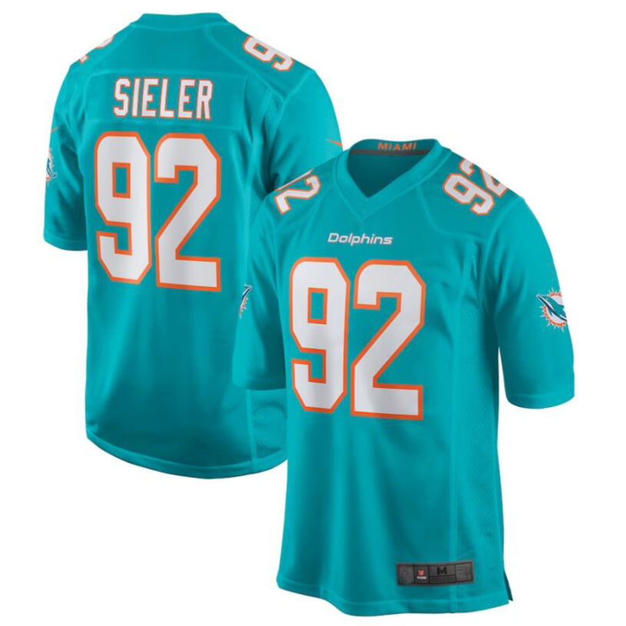 M.Dolphins #92 Zach Sieler Aqua Game Jersey American Stitched Football Jerseys