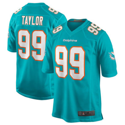 M.Dolphins #99 Jason Taylor Aqua Game Retired Player Jersey American Stitched Football Jerseys