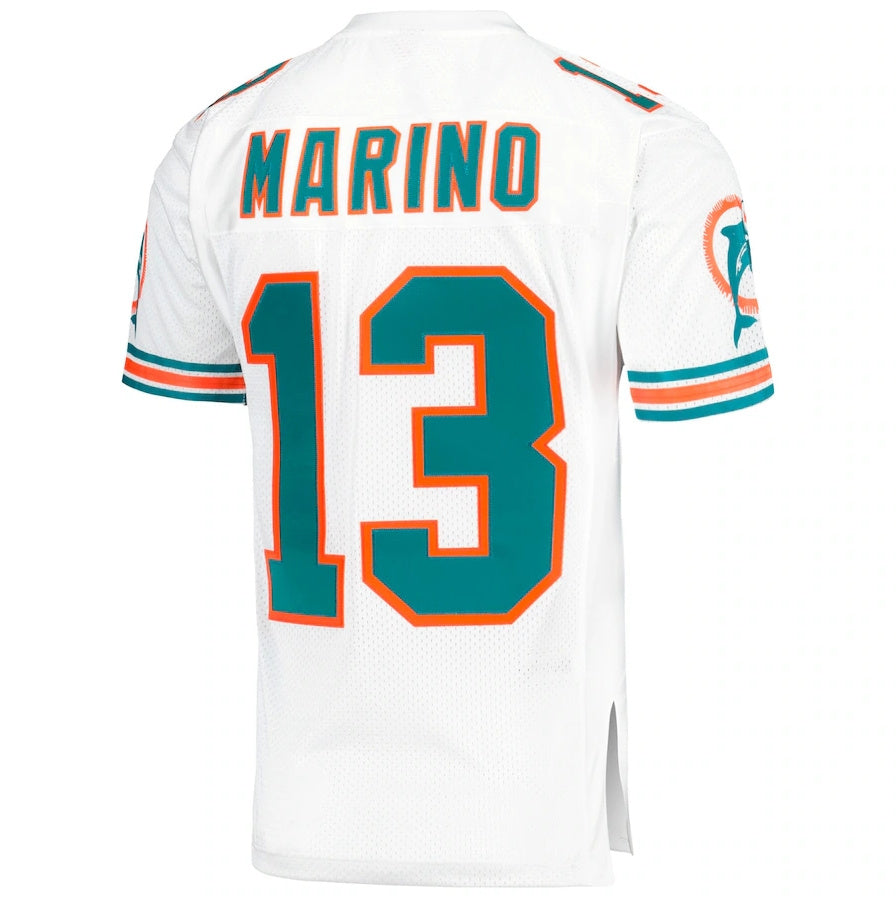 M.Dolphins #13 Dan Marino 1995 Mitchell & Ness Authentic Throwback Retired Player Pocket Jersey - White Stitched American Football Jerseys