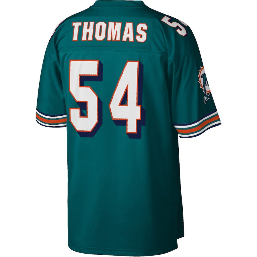 M.Dolphins #54 Zach Thomas Mitchell & Ness Legacy Replica Jersey - Aqua Stitched American Football Jerseys