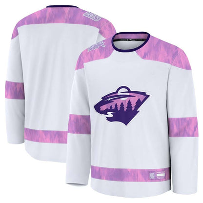 M.Wild Fanatics 2024 Hockey Fights Cancer Practice Jersey - White Stitched American Hockey Jerseys