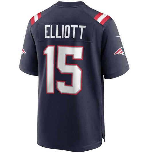 NE.Patriots #15 Ezekiel Elliott Navy Game Player Jersey Football Jersey