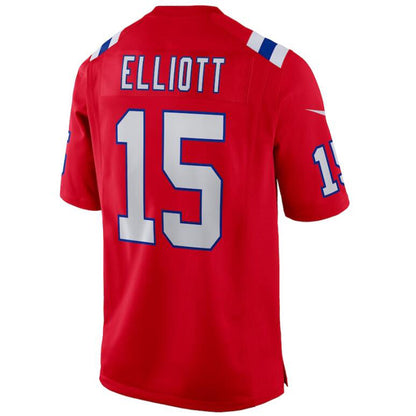 NE.Patriots #15 Ezekiel Elliott Red Game Player Jersey Football Jersey