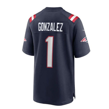 NE.Patriots #1 Christian Gonzalez 2023 Draft First Round Pick Player Game Jersey - Navy Stitched American Football Jerseys