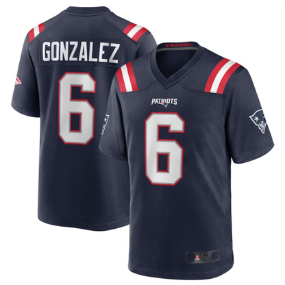 NE.Patriots #6 Christian Gonzalez Navy Team Game Jersey Stitched American Football Jerseys