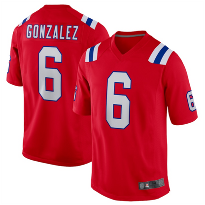 NE.Patriots #6 Christian Gonzalez Red Alternate Team Game Jersey Stitched American Football Jerseys