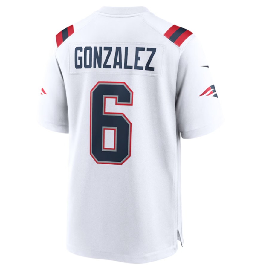 NE.Patriots #6 Christian Gonzalez White Team Game Jersey Stitched American Football Jerseys