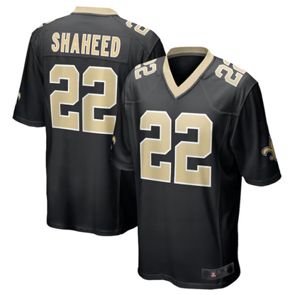 NO.Saints #22 Rashid Shaheed Black Team Game Jersey Stitched American Football Jerseys