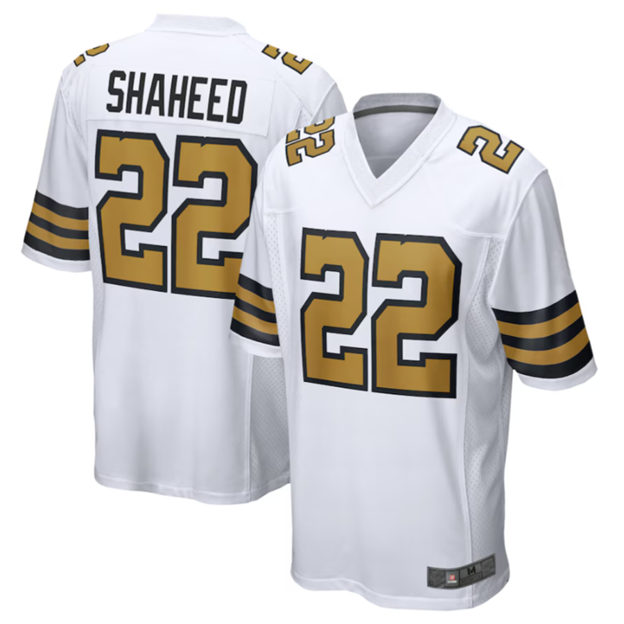 NO.Saints #22 Rashid Shaheed White Alternate Game Jersey Stitched American Football Jerseys