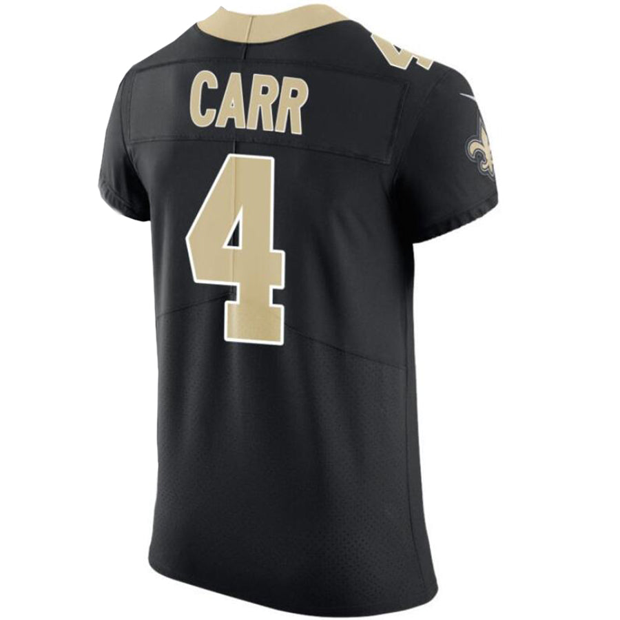 NO.Saints #4 Derek Carr Elite Jersey - Black Stitched American Football Jerseys