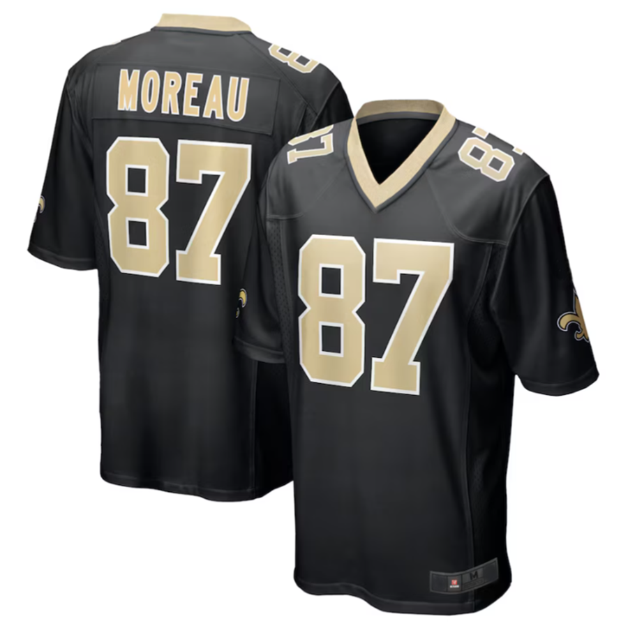 NO.Saints #87 Foster Moreau Black Game Jersey Stitched American Football Jerseys