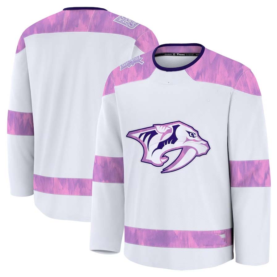 N.Predators Fanatics 2024 Hockey Fights Cancer Practice Jersey - White Stitched American Hockey Jerseys