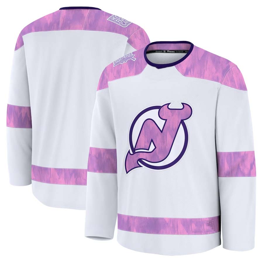 NJ.Devils Fanatics 2024 Hockey Fights Cancer Practice Jersey - White Stitched American Hockey Jerseys