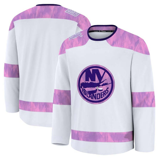 NY.Islanders Fanatics 2024 Hockey Fights Cancer Practice Jersey - White Stitched American Hockey Jerseys