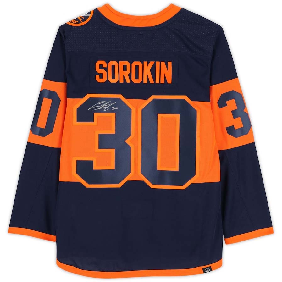 NY.Islanders #30 Ilya Sorokin Autographed Fanatics Authentic 2024 Stadium Series Authentic Jersey Stitched American Hockey Jerseys