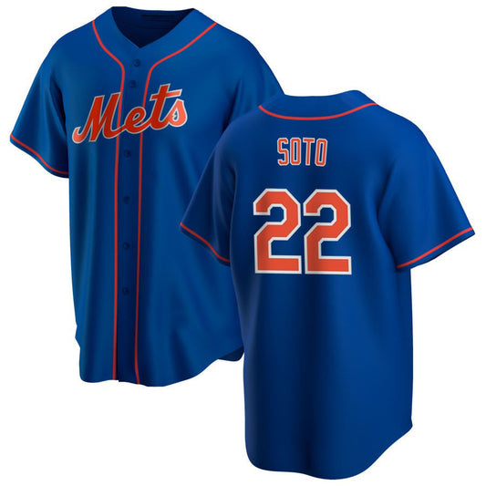 New York Mets #22 Juan Soto Royal Replica Player Baseball Jersey