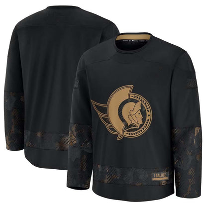 O.Senators Fanatics 2024 Military Appreciation Practice Jersey - Black Stitched American Hockey Jerseys