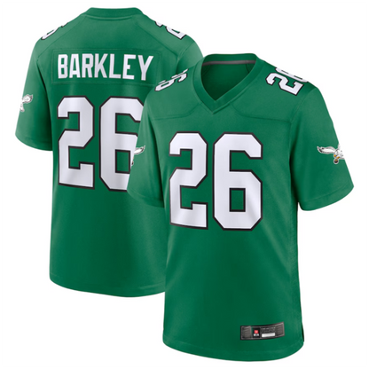 P.Eagles #26 Saquon Barkley Player Green Game Jersey -Stitched American Football Jerseys