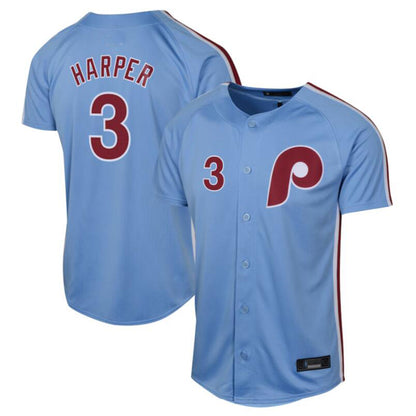 P.Phillies #3 Bryce Harper Light Blue Alternate Limited Player Jersey American Stitched Baseball Jerseys