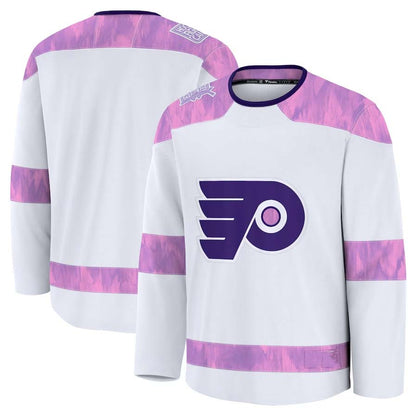 P.Flyers Fanatics 2024 Hockey Fights Cancer Practice Jersey - White Stitched American Hockey Jerseys