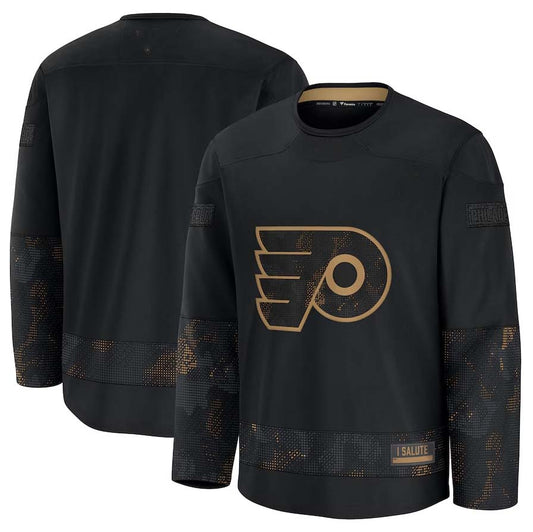 P.Flyers Fanatics 2024 Military Appreciation Practice Jersey - Black Stitched American Hockey Jerseys