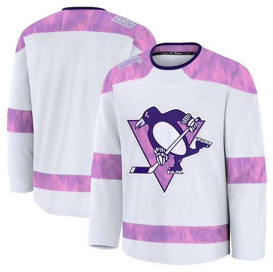 P.Penguins Fanatics 2024 Hockey Fights Cancer Practice Jersey - White Stitched American Hockey Jerseys