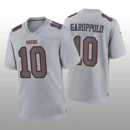 SF.49ers #10 Jimmy Garoppolo Gray Atmosphere Player Game Jersey Stitched American Football Jersey