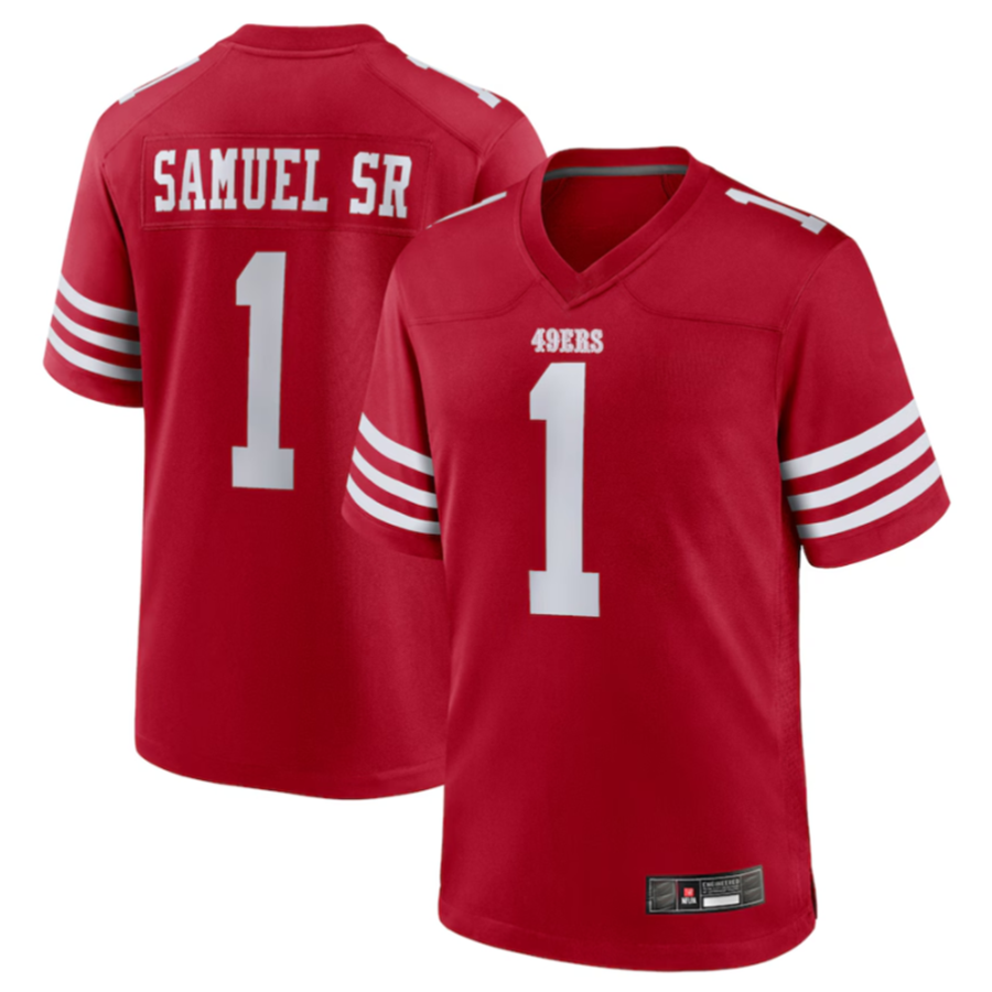 SF.49ers #1 Deebo Samuel Sr Scarlet Game Jersey American Stitched Football Jerseys