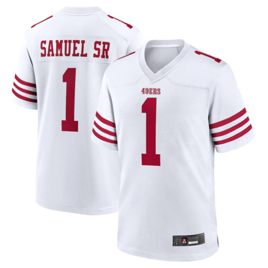 SF.49ers #1 Deebo Samuel Sr White Game Jersey American Stitched Football Jerseys