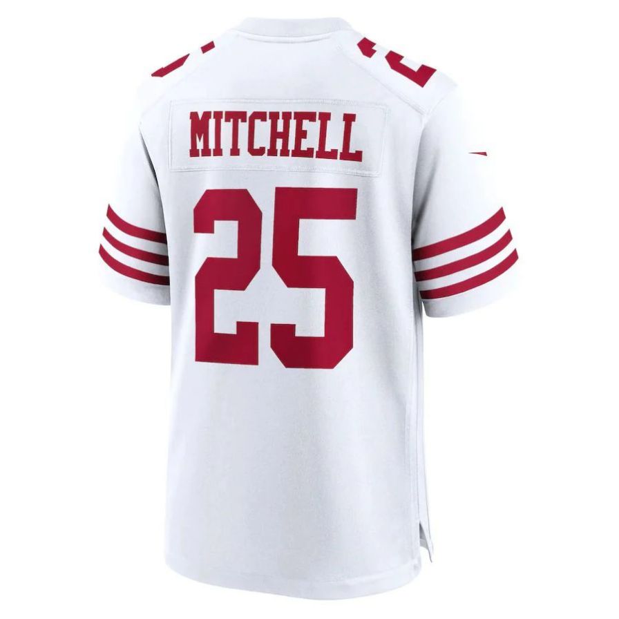 SF.49ers #25 Elijah Mitchell White Player Game Jersey Stitched American Football Jerseys