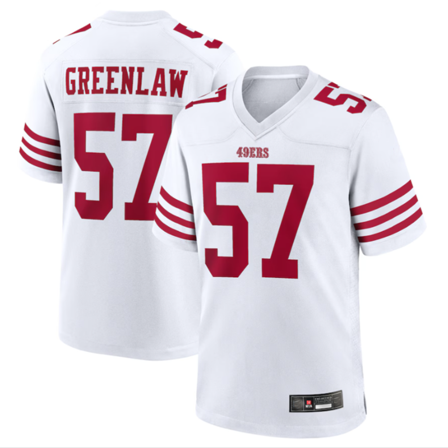 SF.49ers #57 Dre Greenlaw White Team Game Jersey American Stitched Football Jerseys