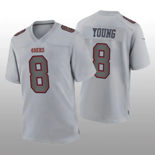 SF.49ers #8 Steve Young Gray Atmosphere Game Retired Player Jersey Stitched American Football Jersey.