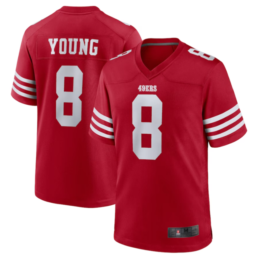 SF.49ers #8 Steve Young Scarlet Retired Player Game Jersey American Stitched Football Jerseys